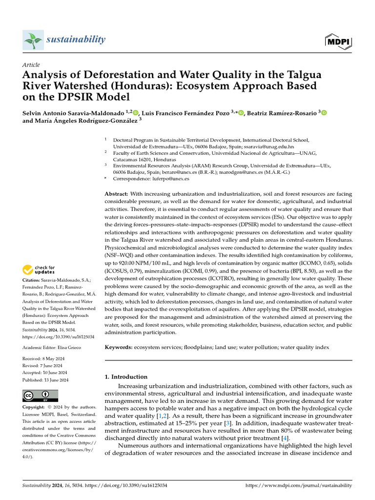 Analysis of Deforestation and Water Quality in The | PDF | Water ...