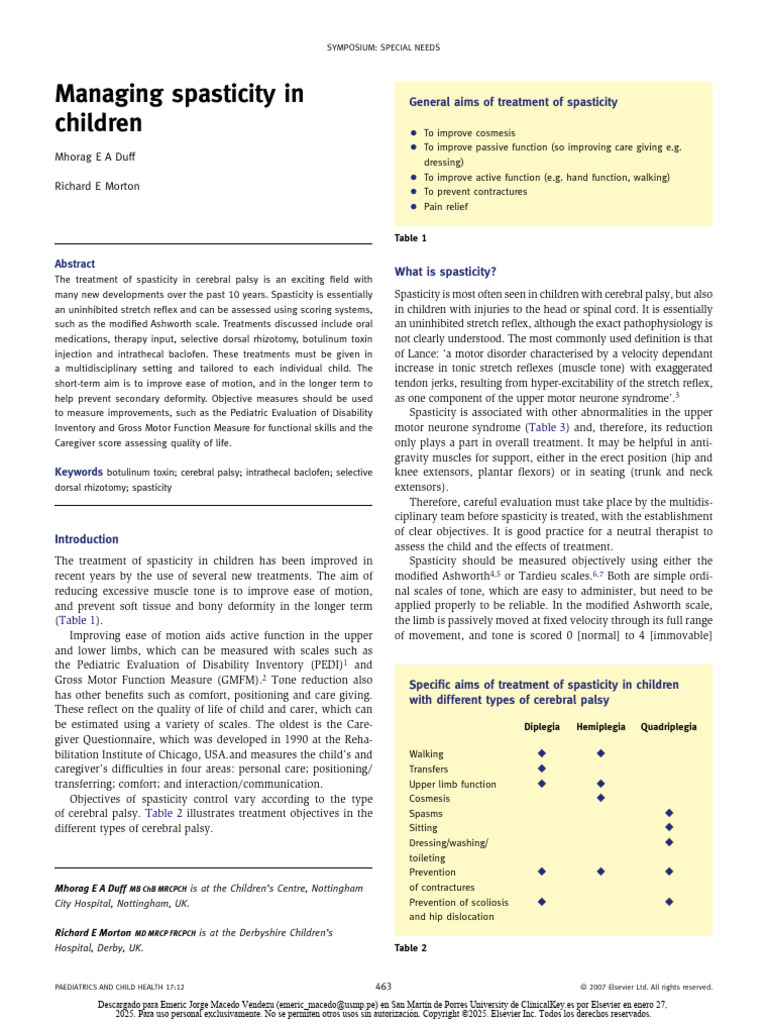 Managing Spasticity in Children with CP | PDF | Clinical Medicine ...