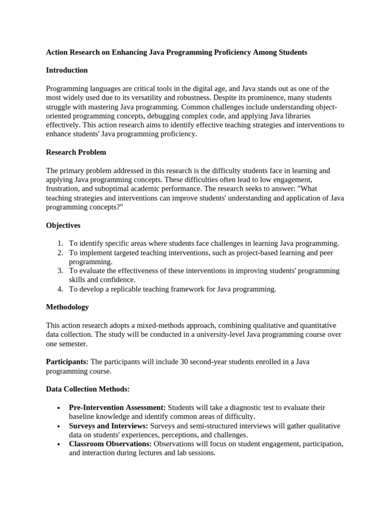Action Research On Enhancing Java Programming Proficiency Among ...
