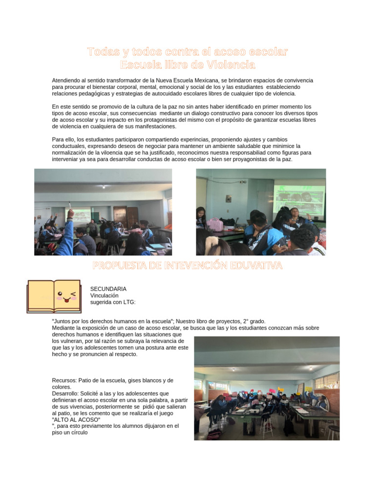 Todos contra el acoso escolar 2024 | PDF | Escuelas | Violencia