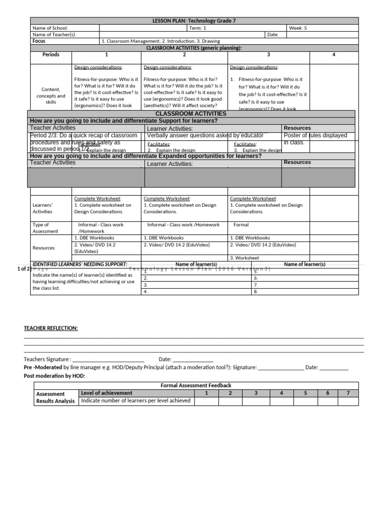 Technology Grade 7 Week 5 Lesson Plan | PDF | Lesson Plan | Worksheet