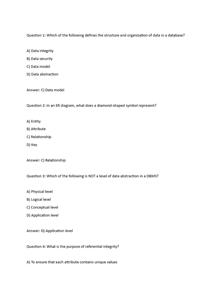 Database Structure and SQL MCQs | PDF | Database Index | Table (Database)