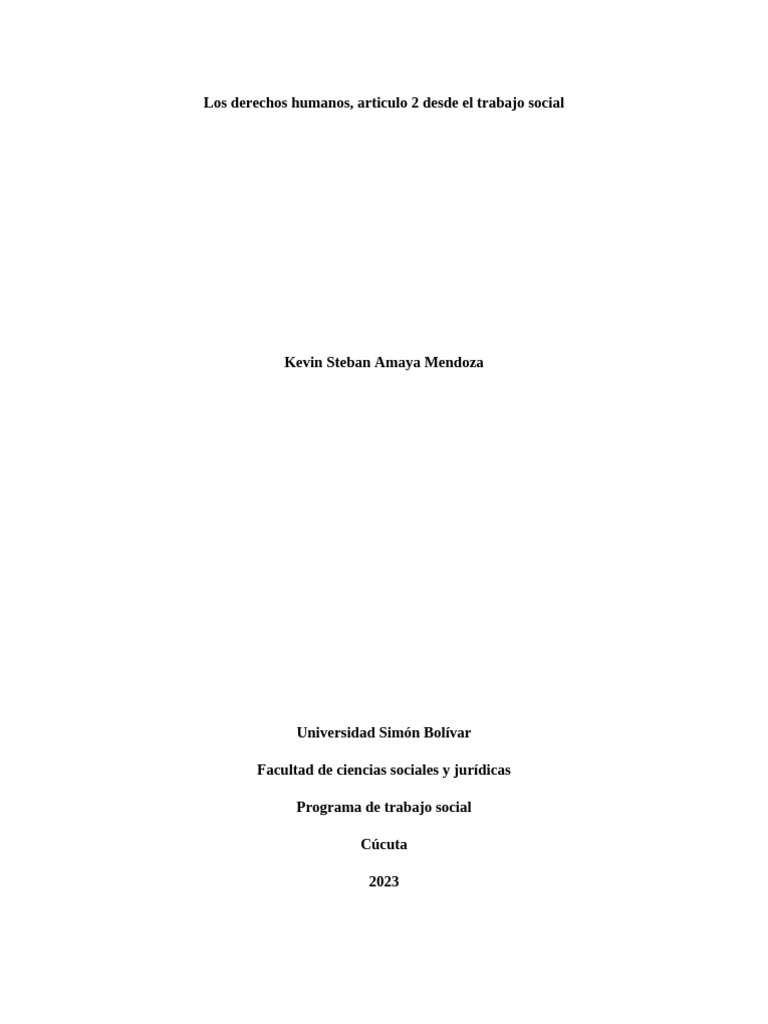 Derechos Humanos y Trabajo Social: Igualdad y Respeto | PDF | Derechos ...