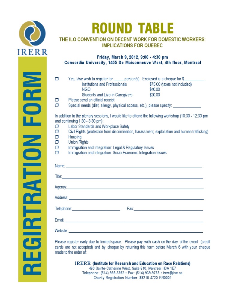 Registration Form For Round-Table | PDF