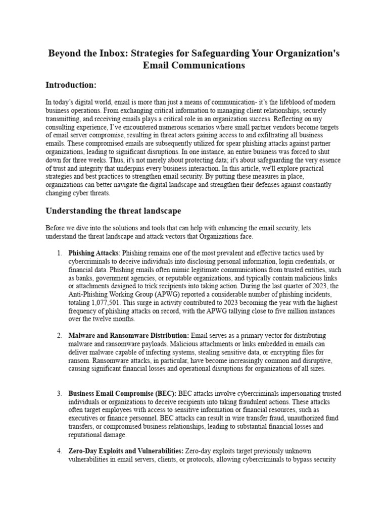 Email Security Strategies for Organizations | PDF | Malware | Security