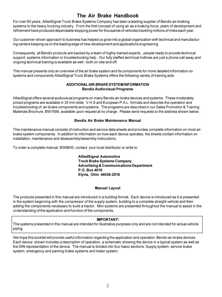 Bendix Air Brake System Overview | PDF | Brake | Valve