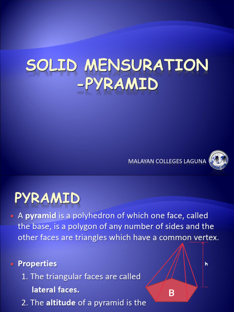 Understanding Pyramids in Solid Mensuration | PDF
