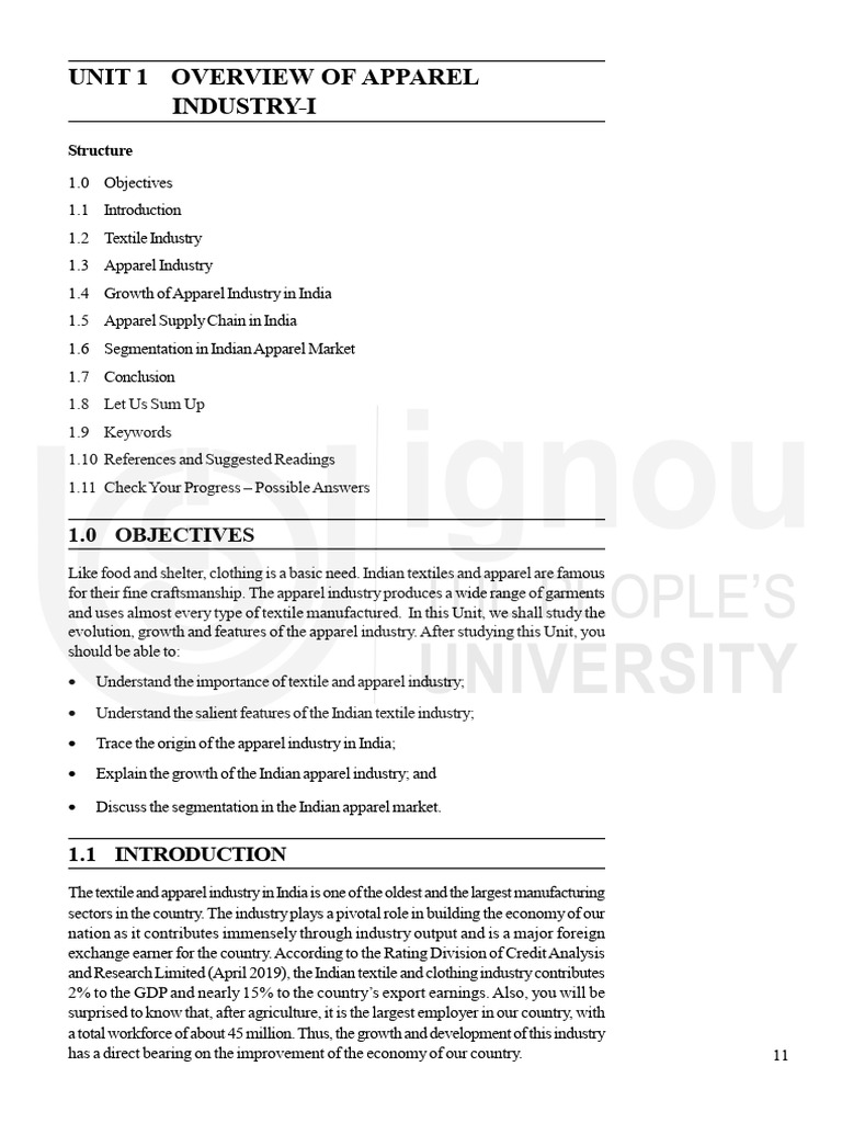 Unit-1 IGNOU APPAREL MARKETING | PDF | Clothing Industry | Textiles