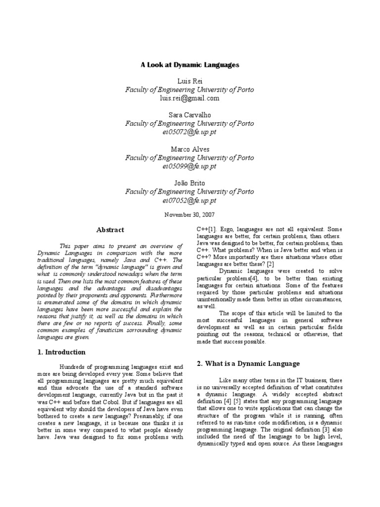Overview of Dynamic Programming Languages | PDF | R (Programming ...