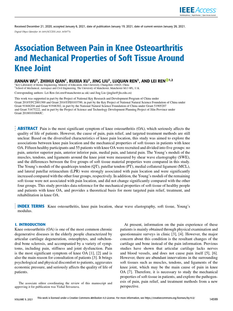 Association Between Pain in Knee Osteoarthritis and Mechanical ...