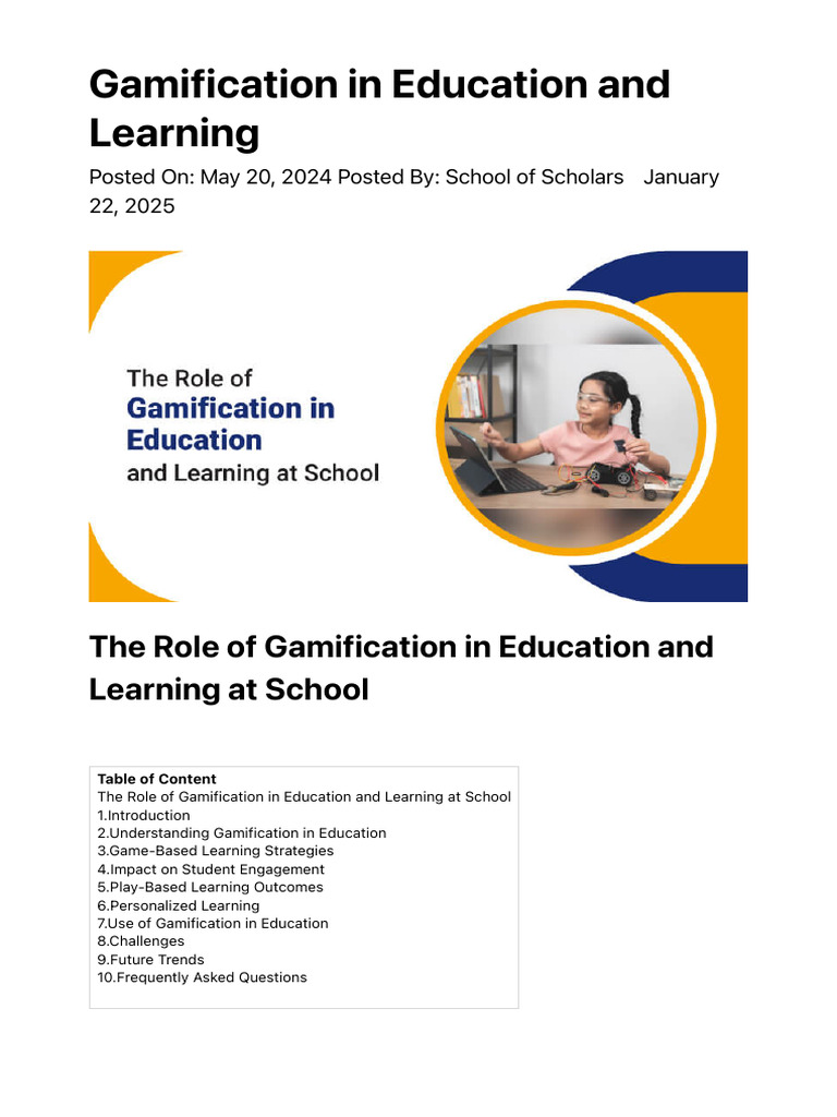Gamification's Impact on Education | PDF | Learning | Teachers