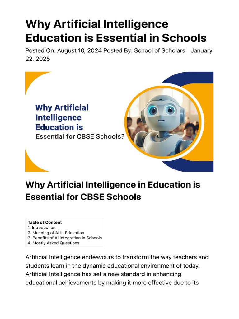 Importance of AI in CBSE Education | PDF | Artificial Intelligence ...
