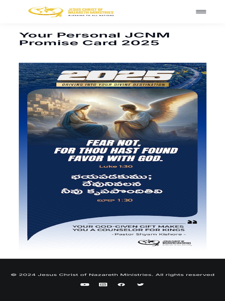 JCNM Promise Cards 2025 – Jesus Christ of Nazareth Ministries 2 | PDF