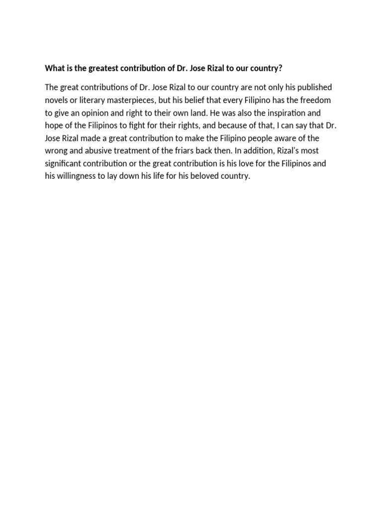 Dr. Jose Rizal's Impact on Filipino Freedom | PDF