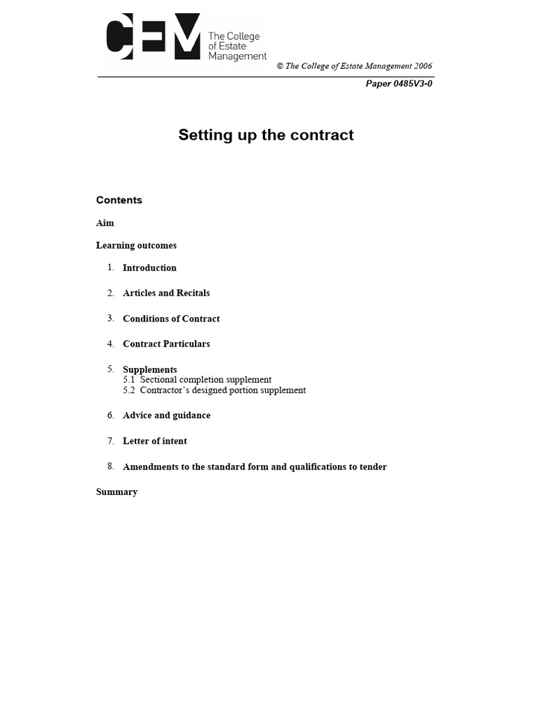 Contract Setup Guide for Construction Projects | PDF | Business Law ...