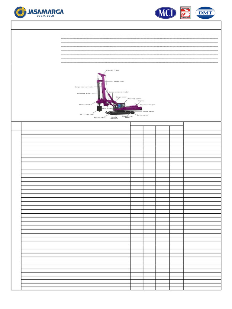 Ceklist Inspeksi Bore Pile Pre-Mobilisasi | PDF
