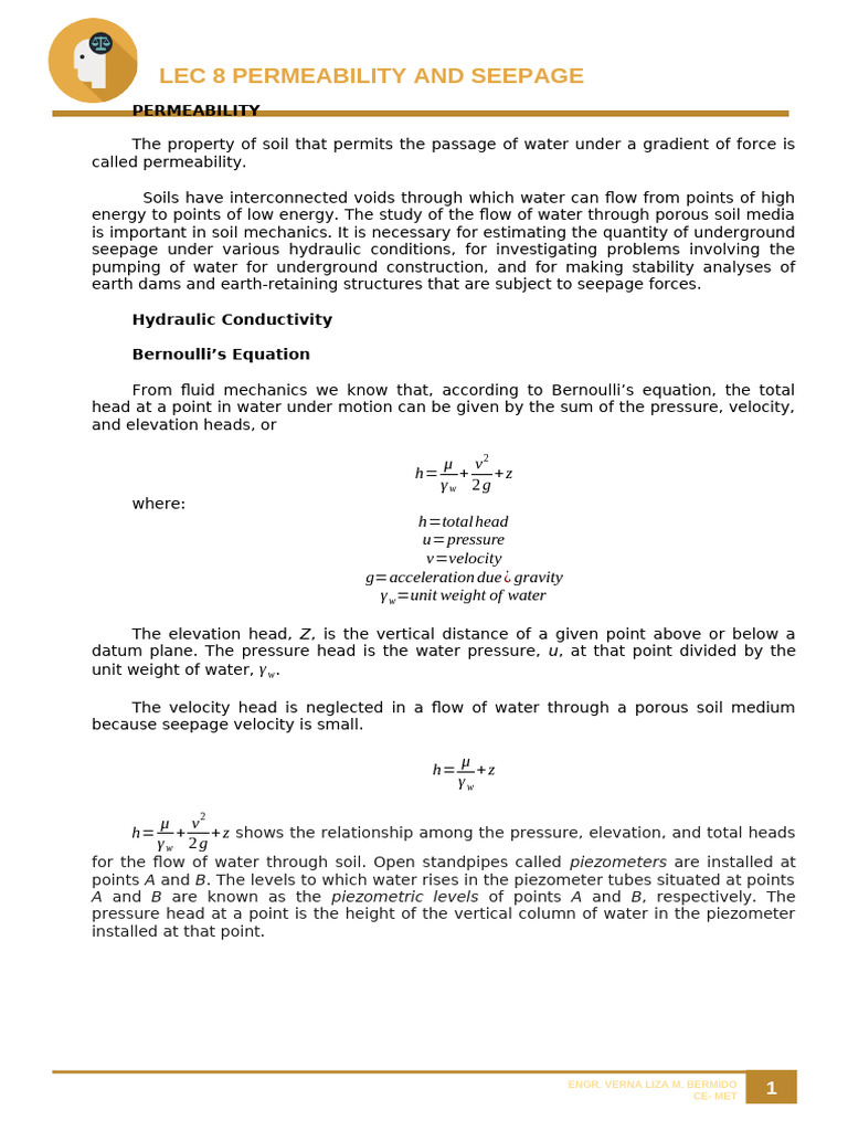 Permeability and Seepage in Soils | PDF | Soil Mechanics | Earth Sciences