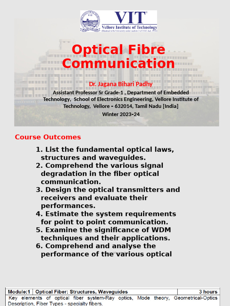 Optical Fiber Communication Overview | PDF | Optical Fiber | Attenuation