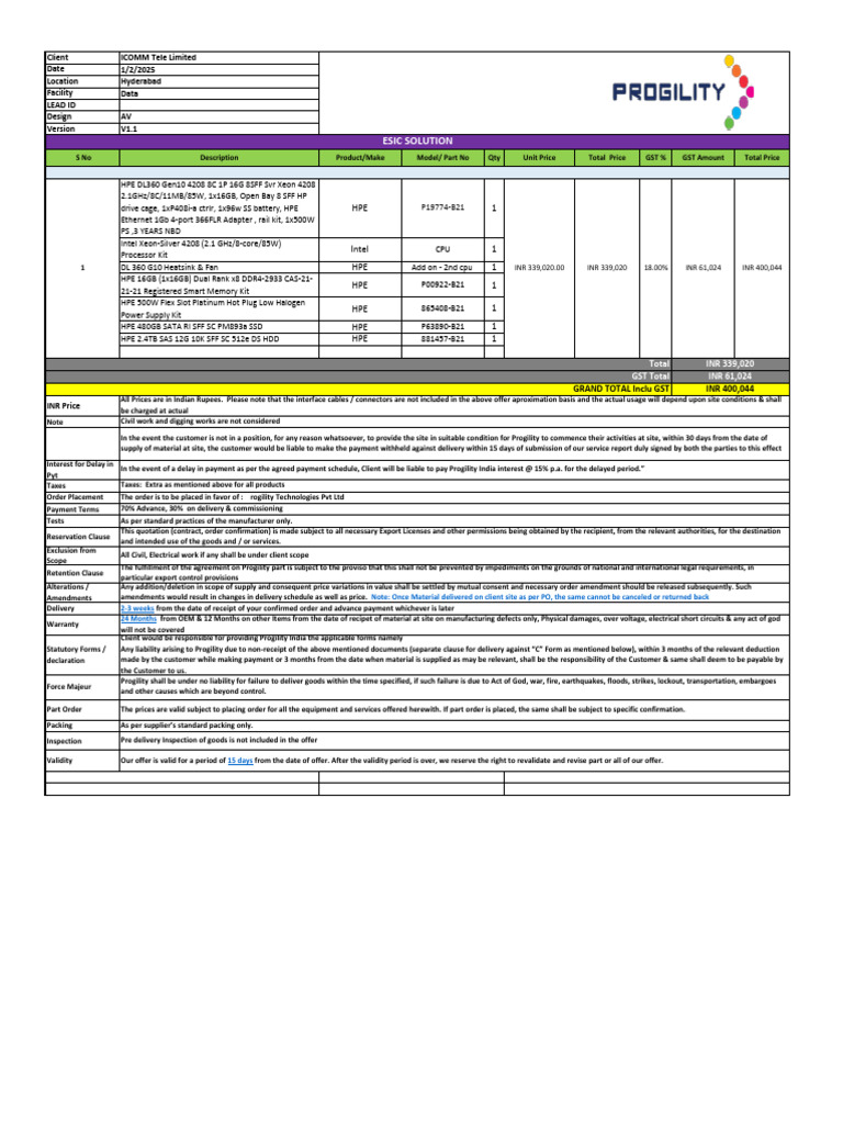 HPE Server Quotation for ICOMM Tele | PDF | Computer Hardware