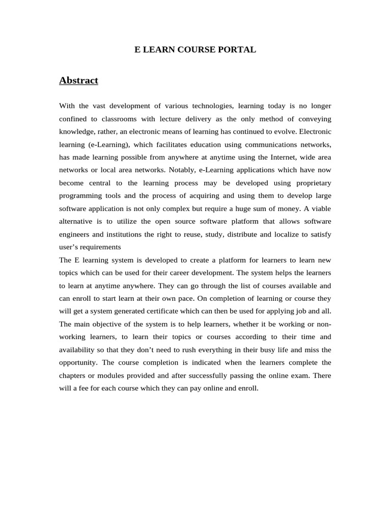 E-Learning Course Portal Overview | PDF | Educational Technology | Learning