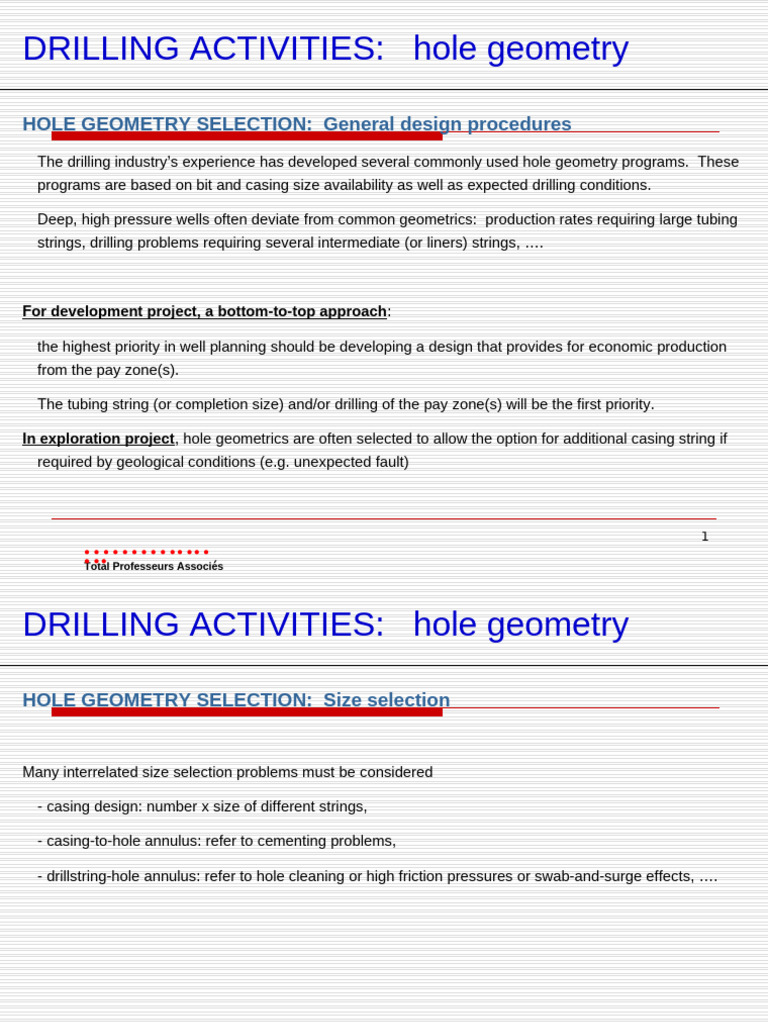 A6 Hole Geometry Selection | PDF | Casing (Borehole) | Industrial Processes