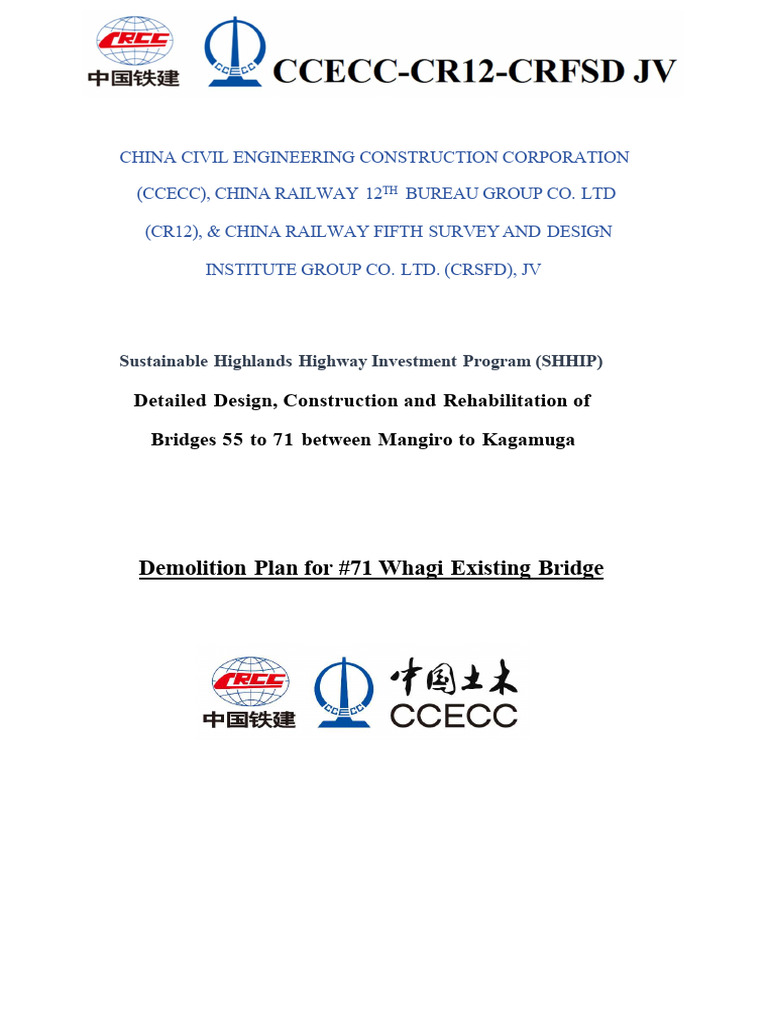 Demolition Plan for Bridge No. 71 | PDF | Traffic | Crane (Machine)