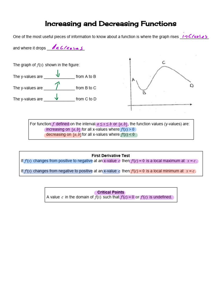 1A Intervals of Increase and Decrease | PDF | Function (Mathematics ...