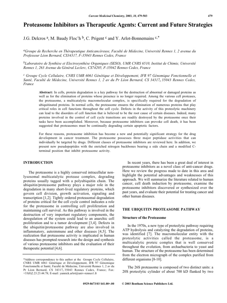 Proteasome Inhibitors in Cancer Therapy | PDF | Proteasome | Ubiquitin