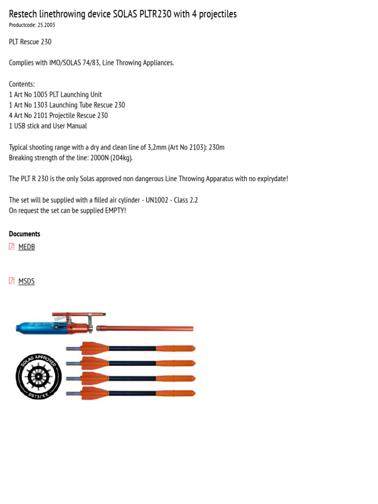 Line Throwing Datasheet | PDF
