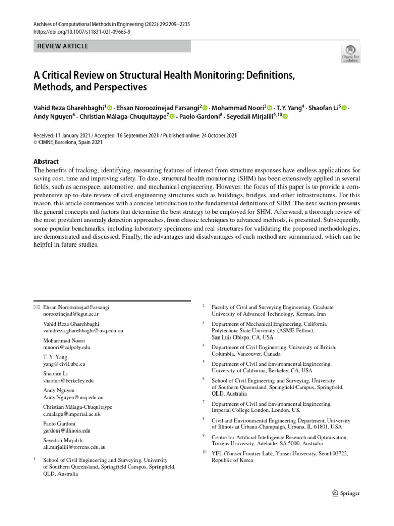 Critical Review of Structural Health Monitoring | PDF | Finite Element ...