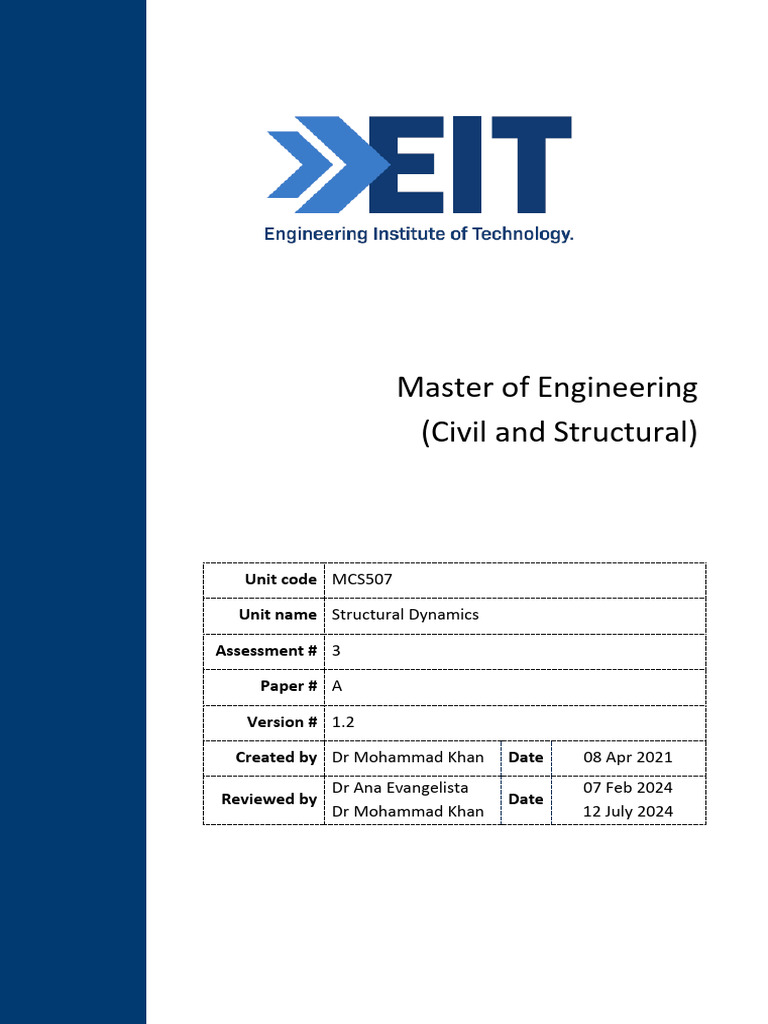 Structural Dynamics Assessment MCS507 | PDF