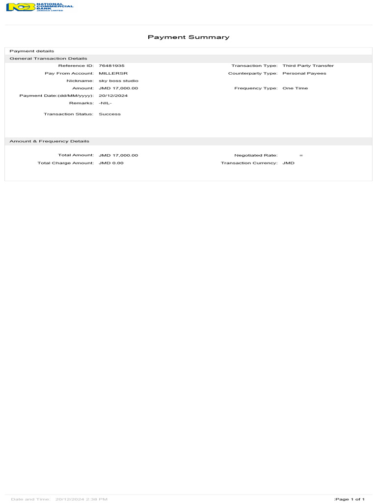 Payment Summary: Payment Details General Transaction Details | PDF
