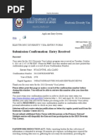 Submission Confirmation: Entry Received: Electronic Diversity Visa Entry Form