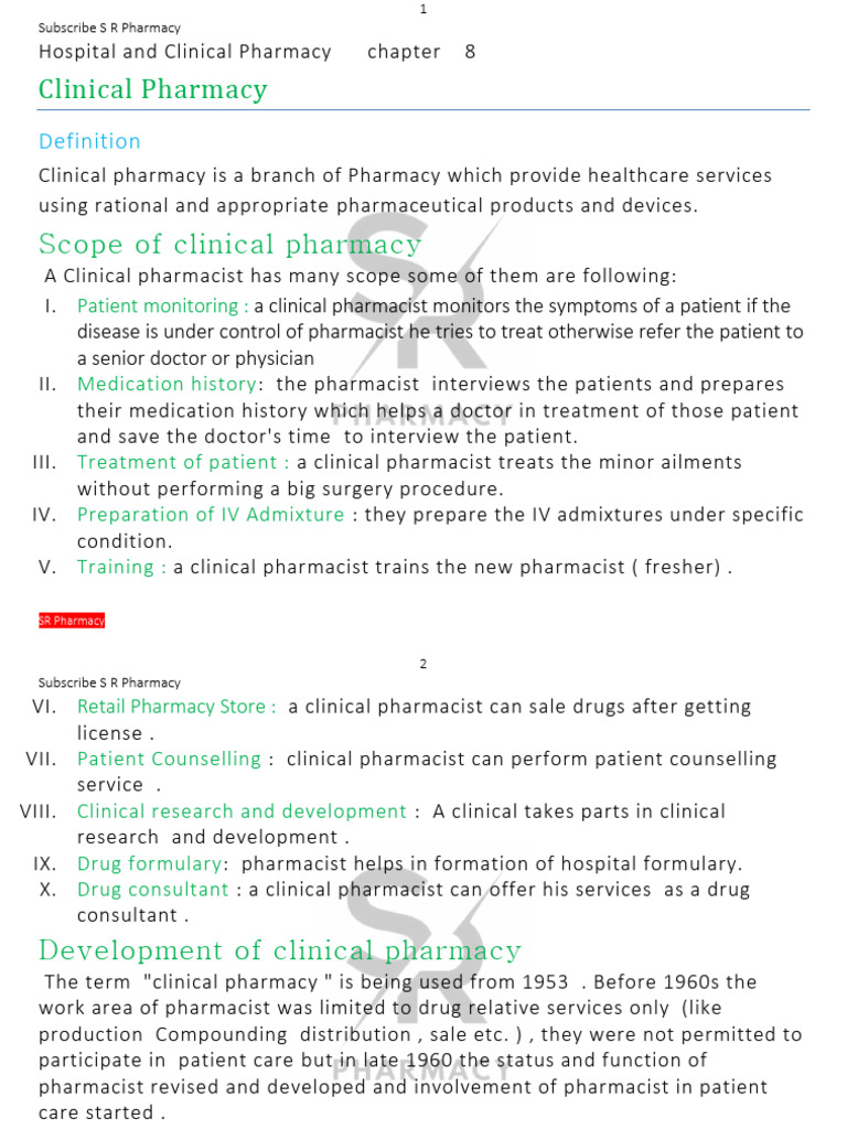 Hospital Chap 8 Full W B | PDF | Pharmacy | Pharmacist