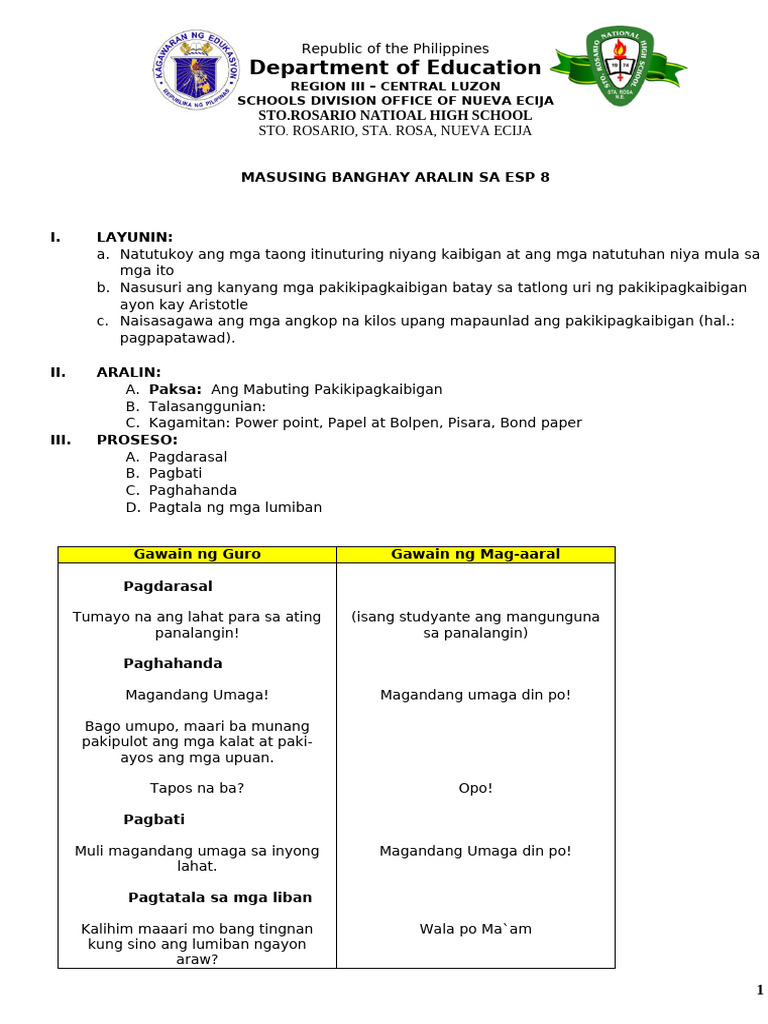 4th Week ESP 8 2nd Quarter - 091126 | PDF