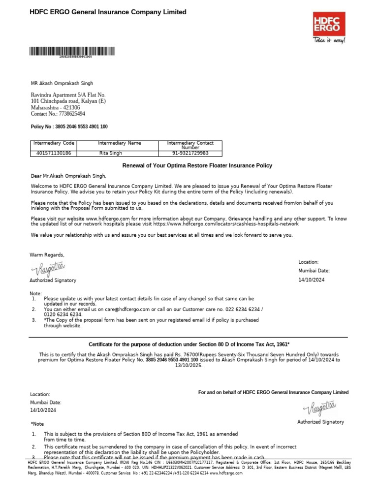 Insurance HDFC | PDF | Insurance | Taxes