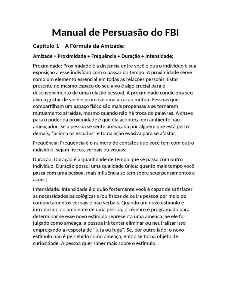 Manual de Persuasão do FBI | PDF | Atração interpessoal | Amizade