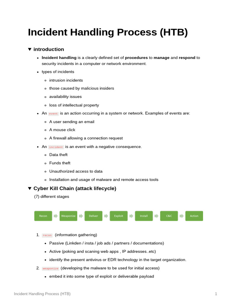 Incident Handling Process (HTB) | PDF | Malware | Security