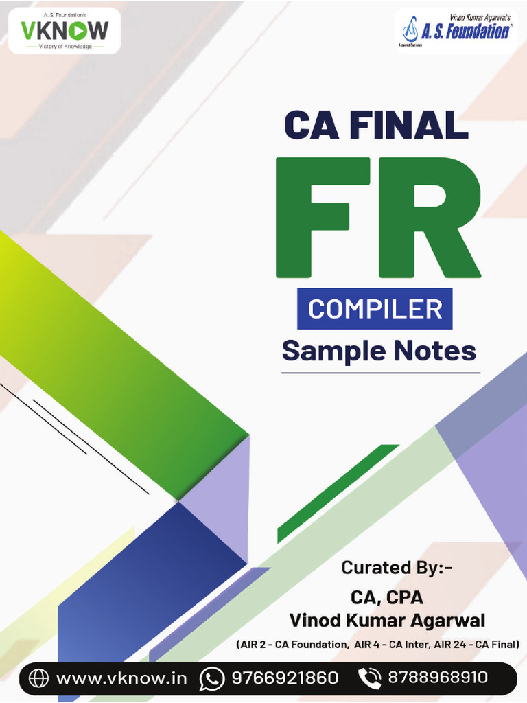 CA FINAL FR COMPILER Sample Notes by CA, CPA Vinod Kumar Agarwal | PDF ...