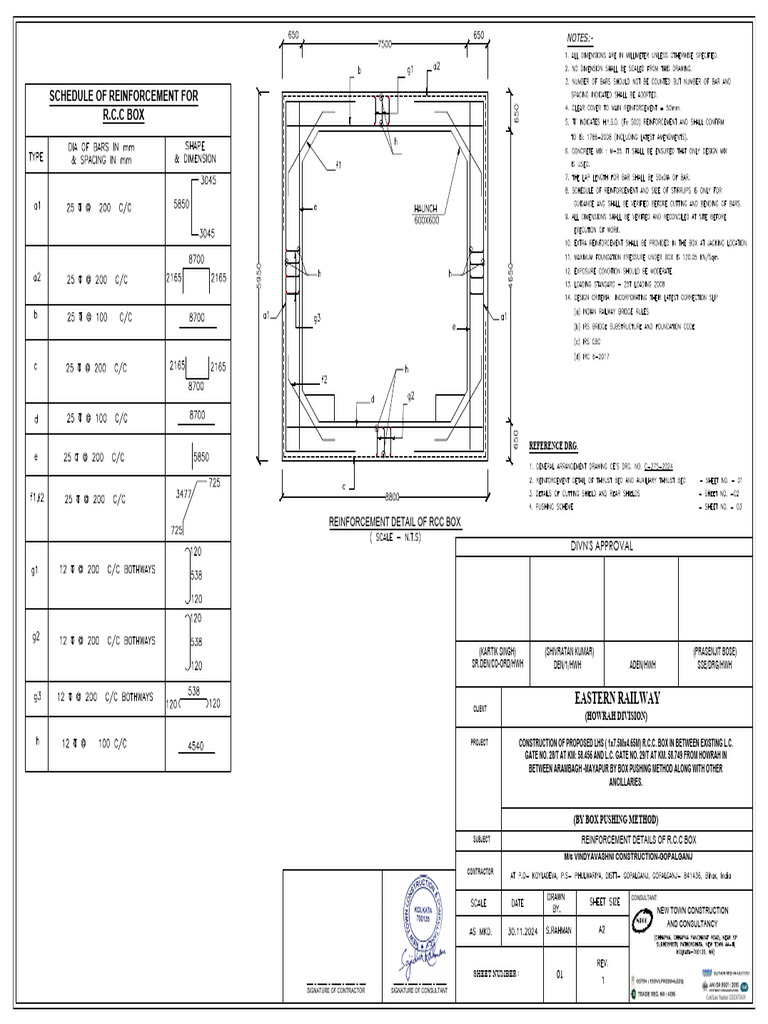 RCC Box Reinforcement Schedule | PDF
