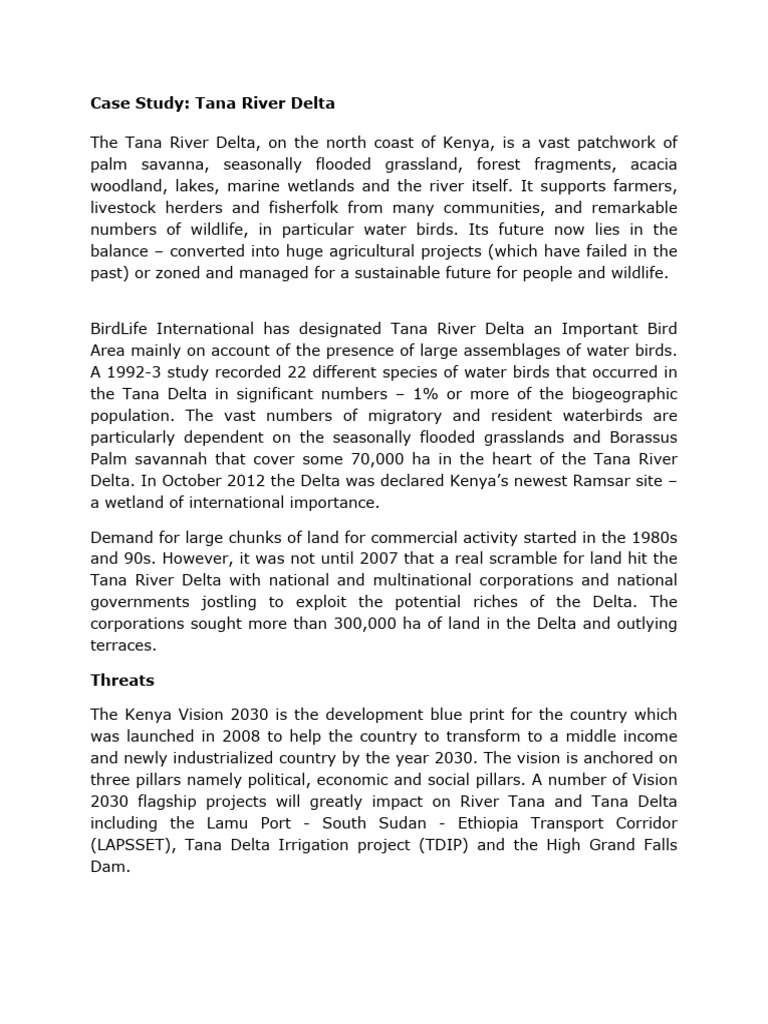 Tana River Delta Conservation Case Study | PDF | Kenya | Natural ...