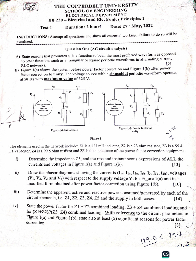 EE220 Test 1 2022 | PDF