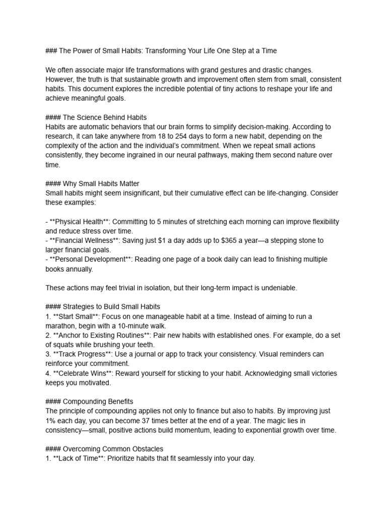 Building Habits Pdf Habits Psychology