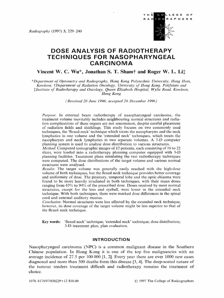 Radiotherapy Dose Analysis for NPC | PDF | Radiation Therapy | Neck