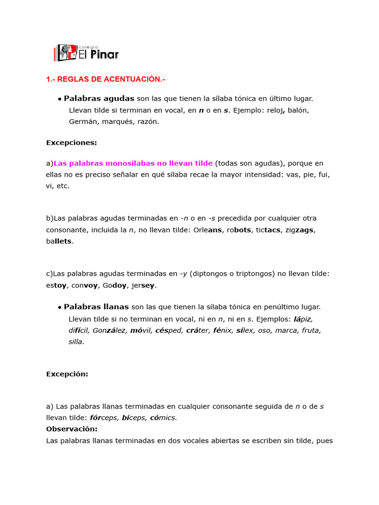 Reglas de acentuación y diptongos | PDF | Fonética | Voz humana