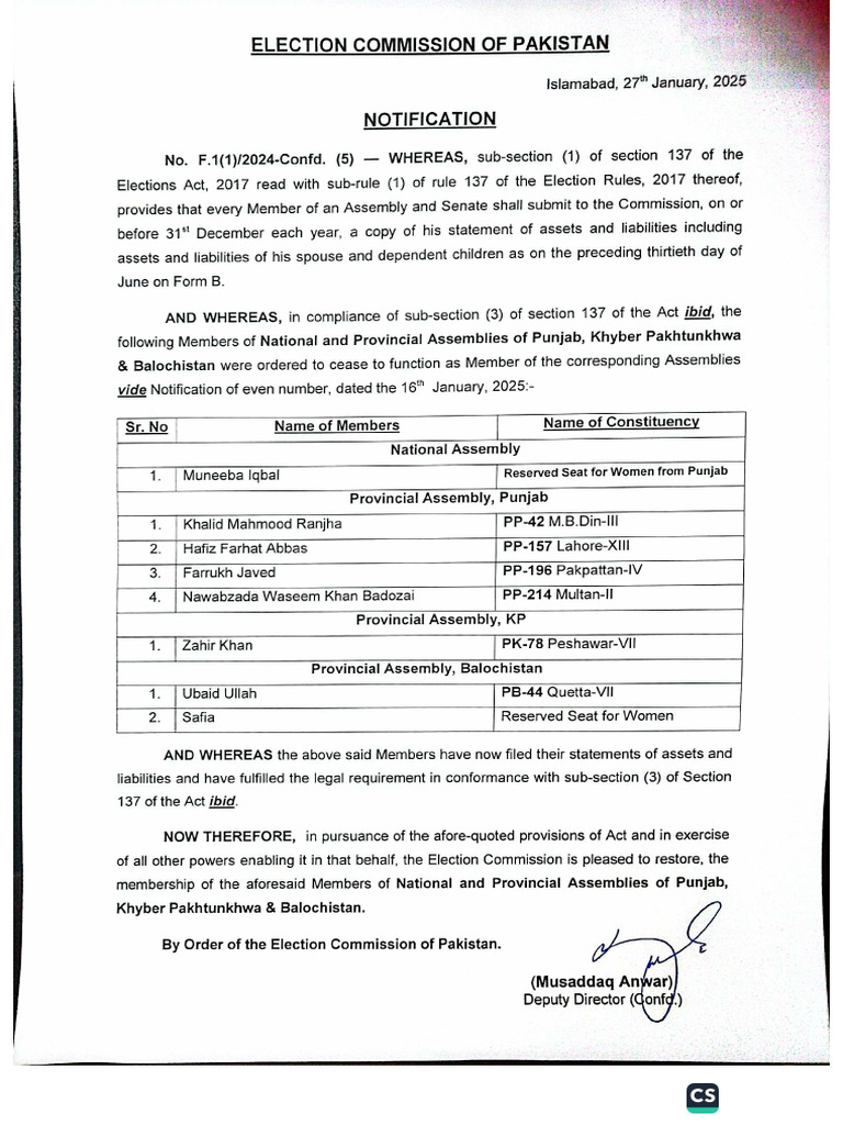 Restoration Notification 27-01-2025 | PDF