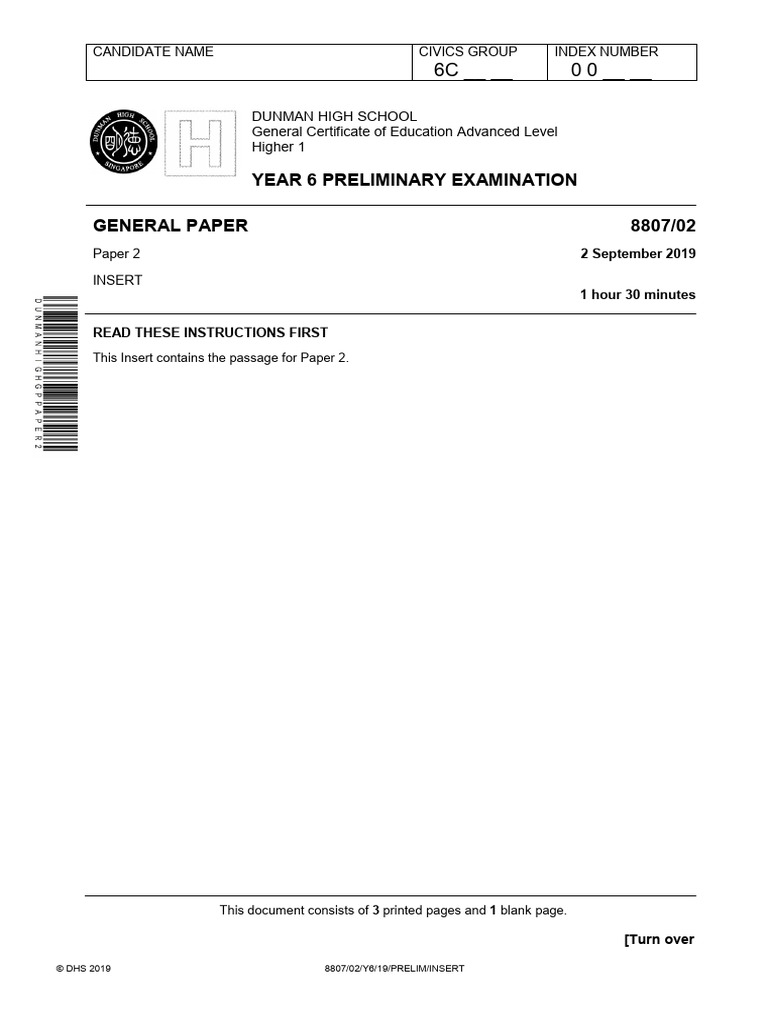 2019 DHS Y6 Prelim P2 Insert | PDF | Climate Change | Waste