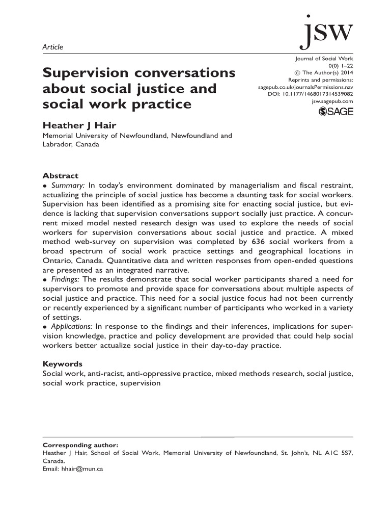 Supervision for Social Justice in Social Work | PDF | Qualitative ...