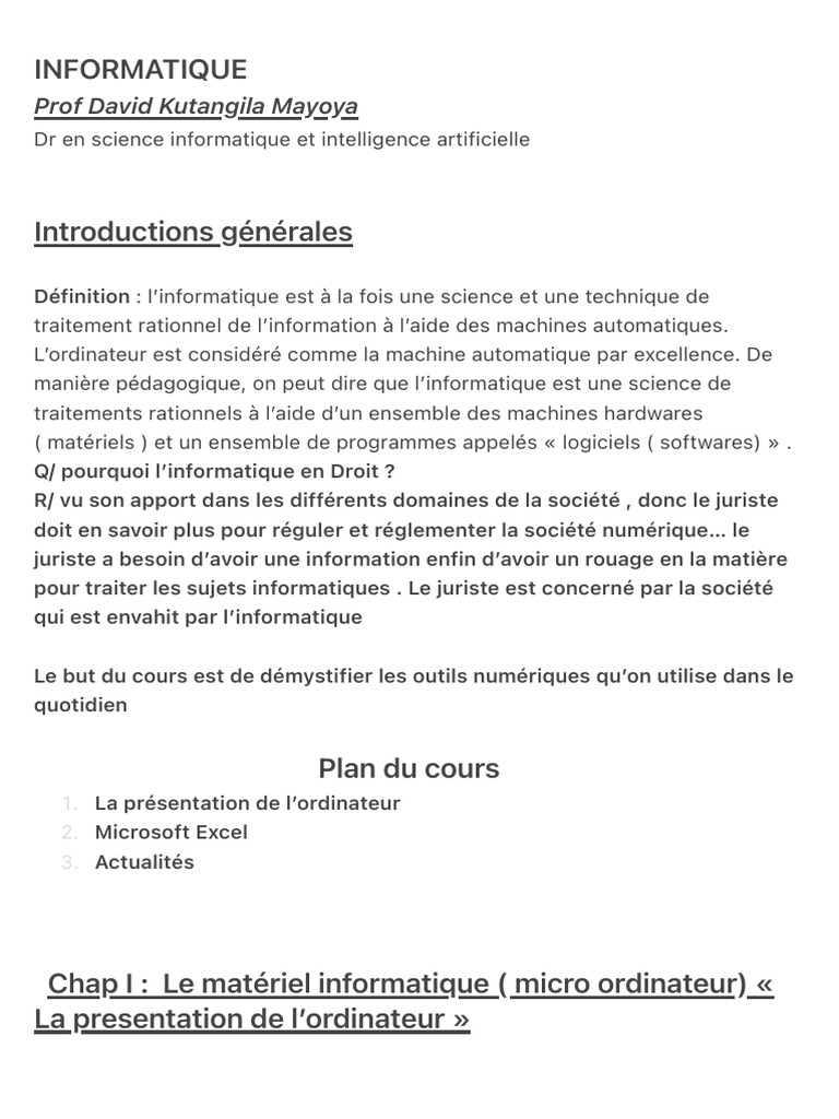 Applications et Importance de l'Informatique | PDF | Informatique ...