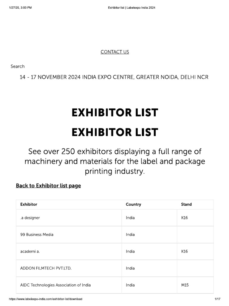expo list | PDF